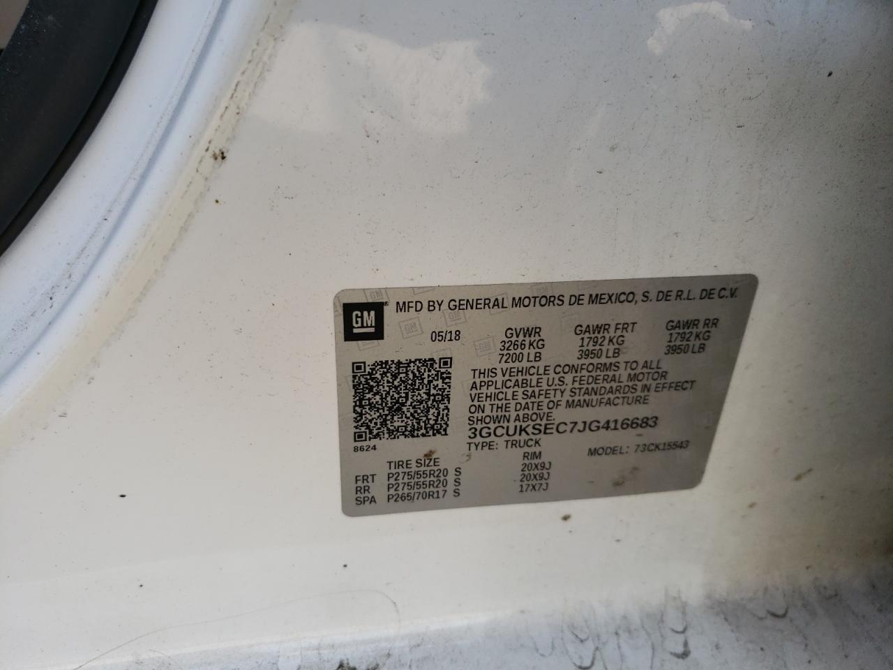 Photo 10 from auction – 2018 CHEVROLET SILVERADO with VIN 3GCUKSEC7JG416683