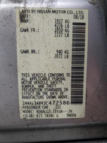 Photo 10 from auction – 2018 NISSAN ALTIMA 2.5 with VIN 1N4AL3AP4JC472586