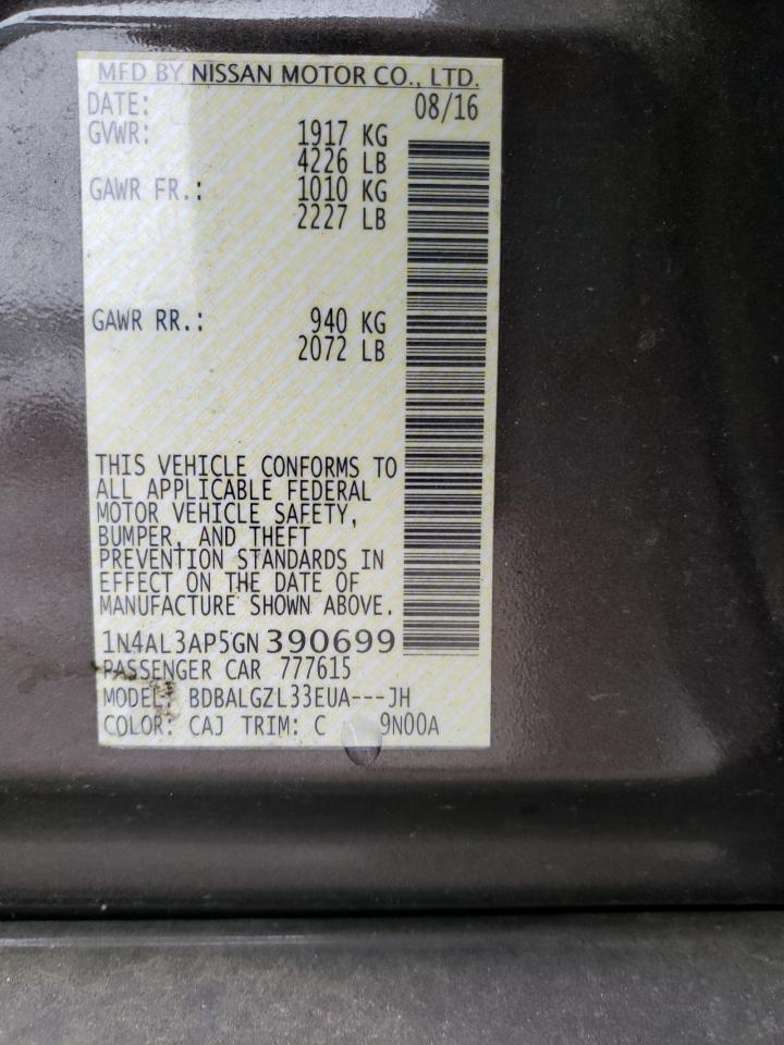 Photo 10 from auction – 2016 NISSAN ALTIMA 2.5 with VIN 1N4AL3AP5GN390699