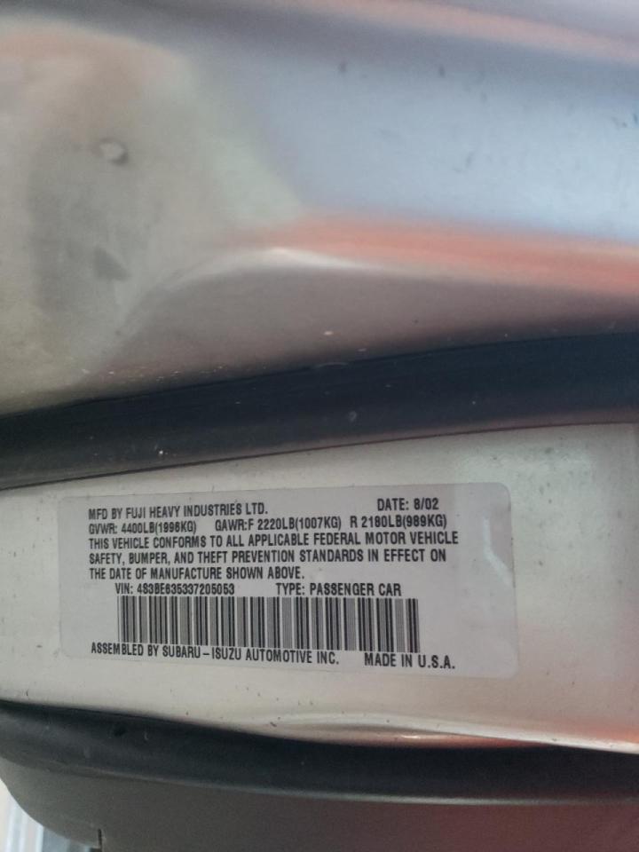 Photo 10 from auction – 2003 SUBARU LEGACY with VIN 4S3BE635337205053
