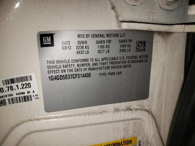 Фото 10 с аукциона – 2012 BUICK LACROSSE P с VIN 1G4GD5E37CF314406