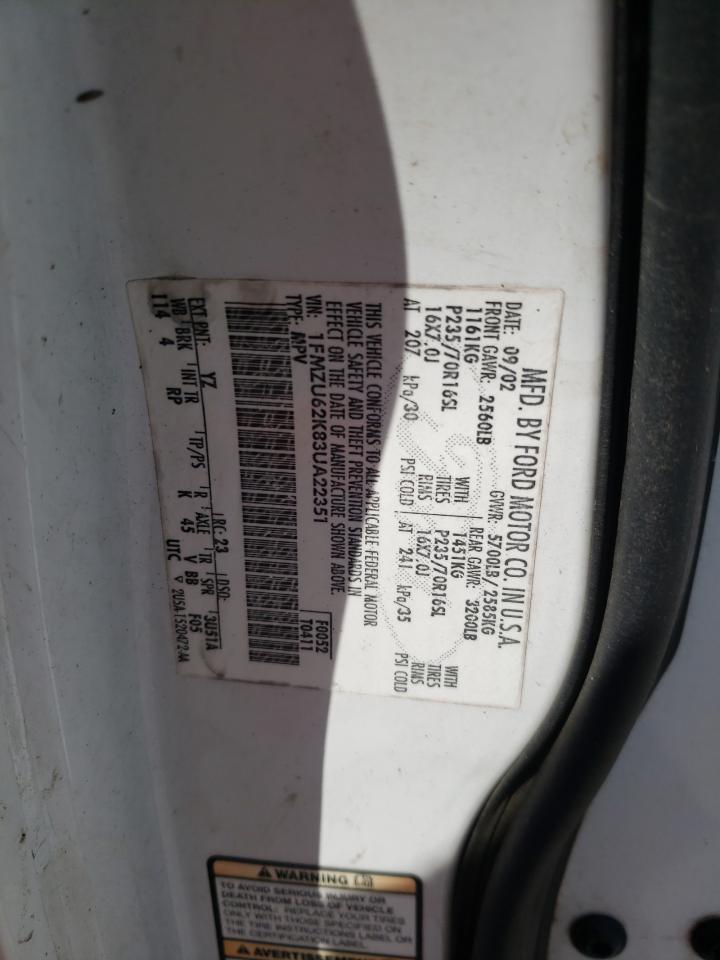 Photo 10 from auction – 2003 FORD EXPLORER X with VIN 1FMZU62K83UA22351