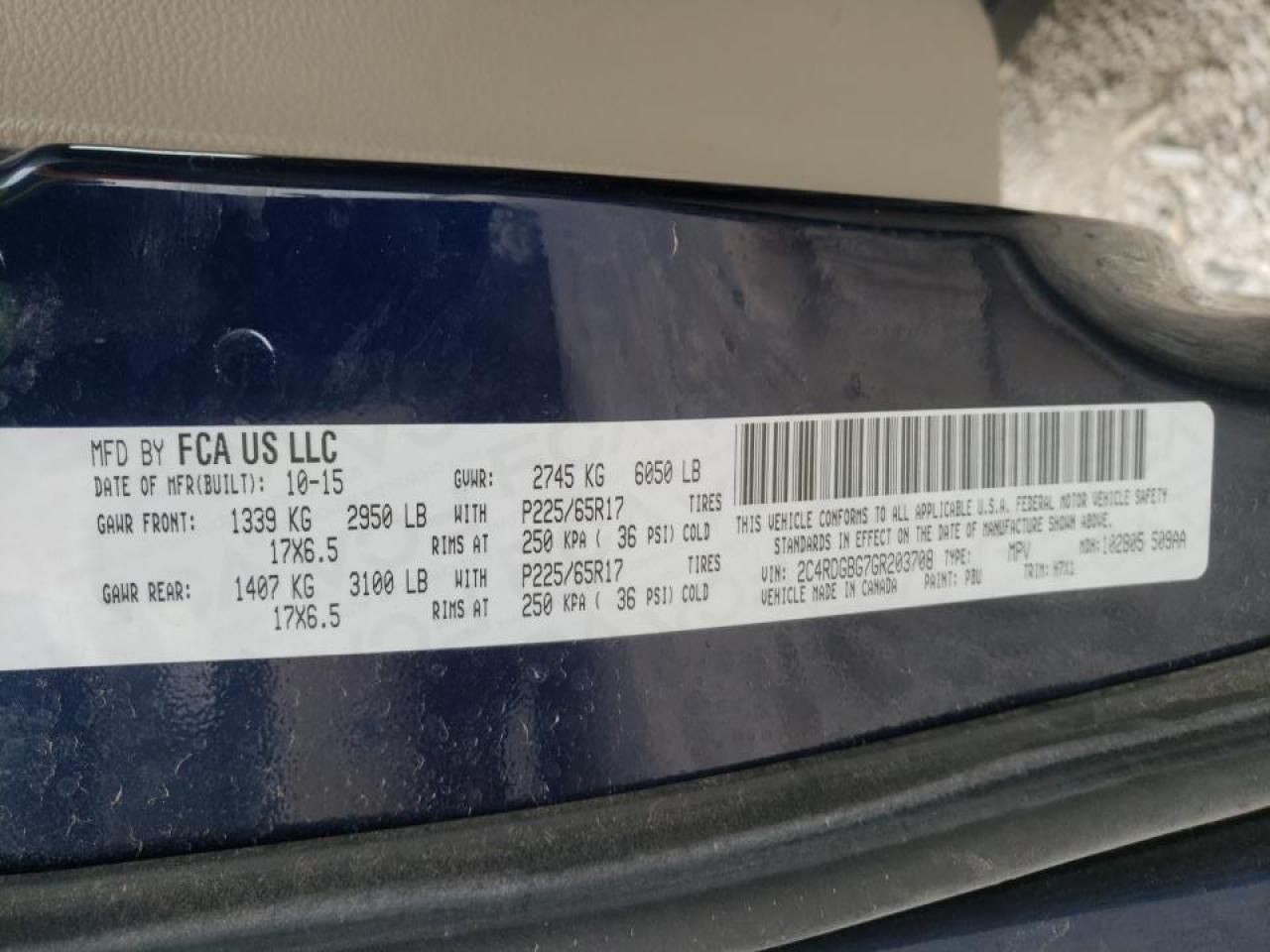 Photo 10 from auction – 2016 DODGE GRAND CARA with VIN 2C4RDGBG7GR203708