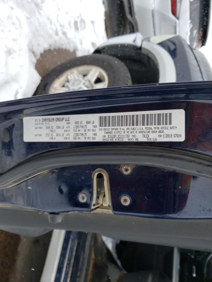 Photo 10 from auction – 2012 DODGE RAM 2500 L with VIN 3C6UD5FL3CG151720