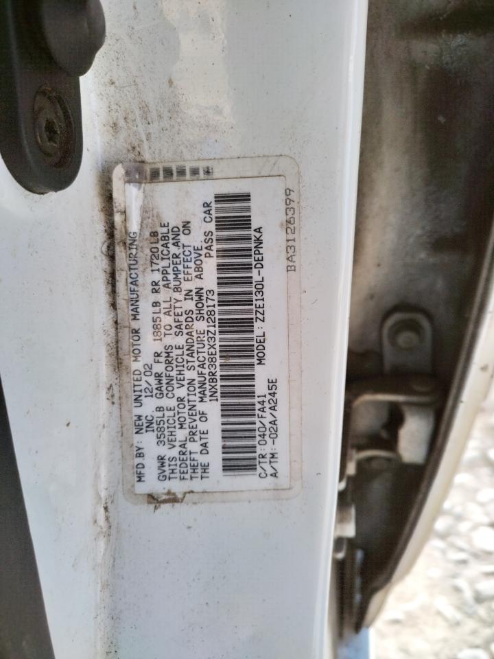 Photo 10 from auction – 2003 TOYOTA COROLLA CE with VIN 1NXBR38EX3Z128173