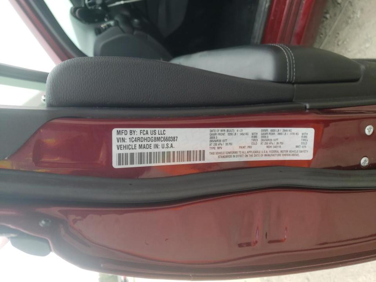 Photo 10 from auction – 2021 DODGE DURANGO GT with VIN 1C4RDHDG8MC660387
