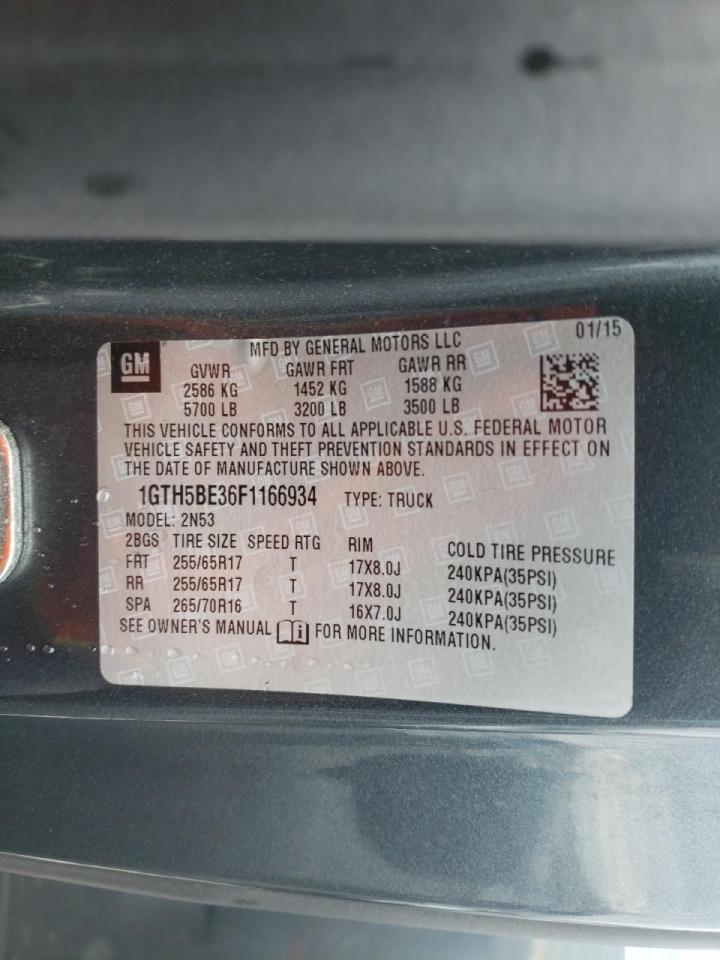 Photo 10 from auction – 2015 GMC CANYON SLE with VIN 1GTH5BE36F1166934