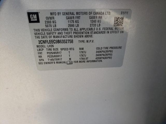 Photo 10 from auction – 2011 CHEVROLET EQUINOX LT with VIN 2CNFLEEC9B6352758
