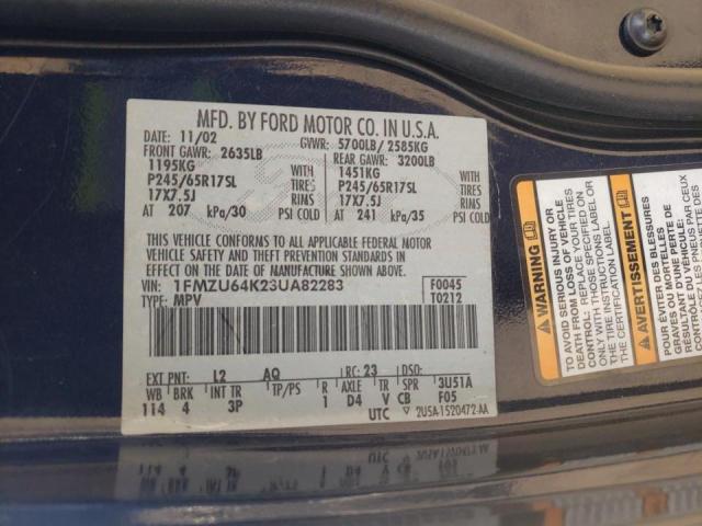 Photo 10 from auction – 2003 FORD EXPLORER E with VIN 1FMZU64K23UA82283