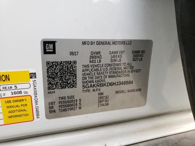 Photo 10 from auction – 2017 BUICK ENCLAVE with VIN 5GAKRBKD6HJ348984