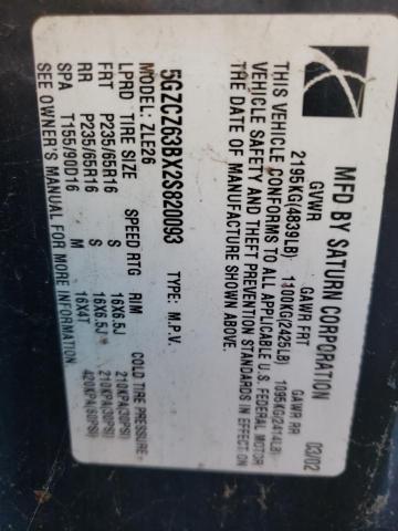 Photo 10 from auction – 2002 SATURN VUE with VIN 5GZCZ63BX2S820093