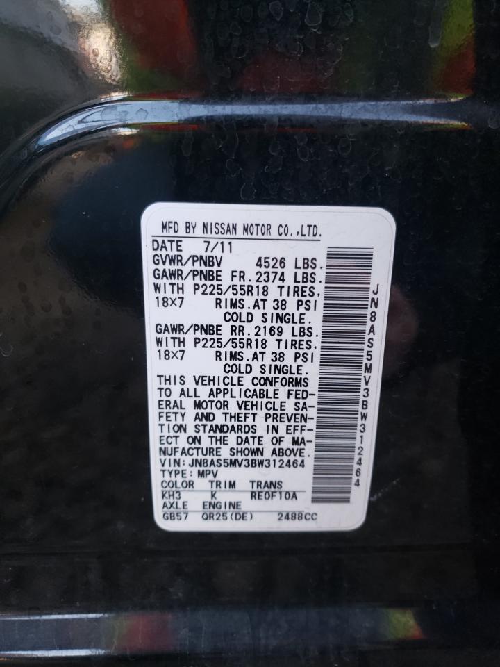 Photo 10 from auction – 2011 NISSAN ROGUE S with VIN JN8AS5MV3BW312464