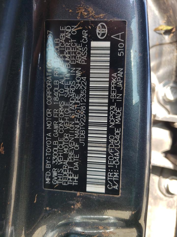 Photo 10 from auction – 2008 TOYOTA YARIS with VIN JTDBT923981235224