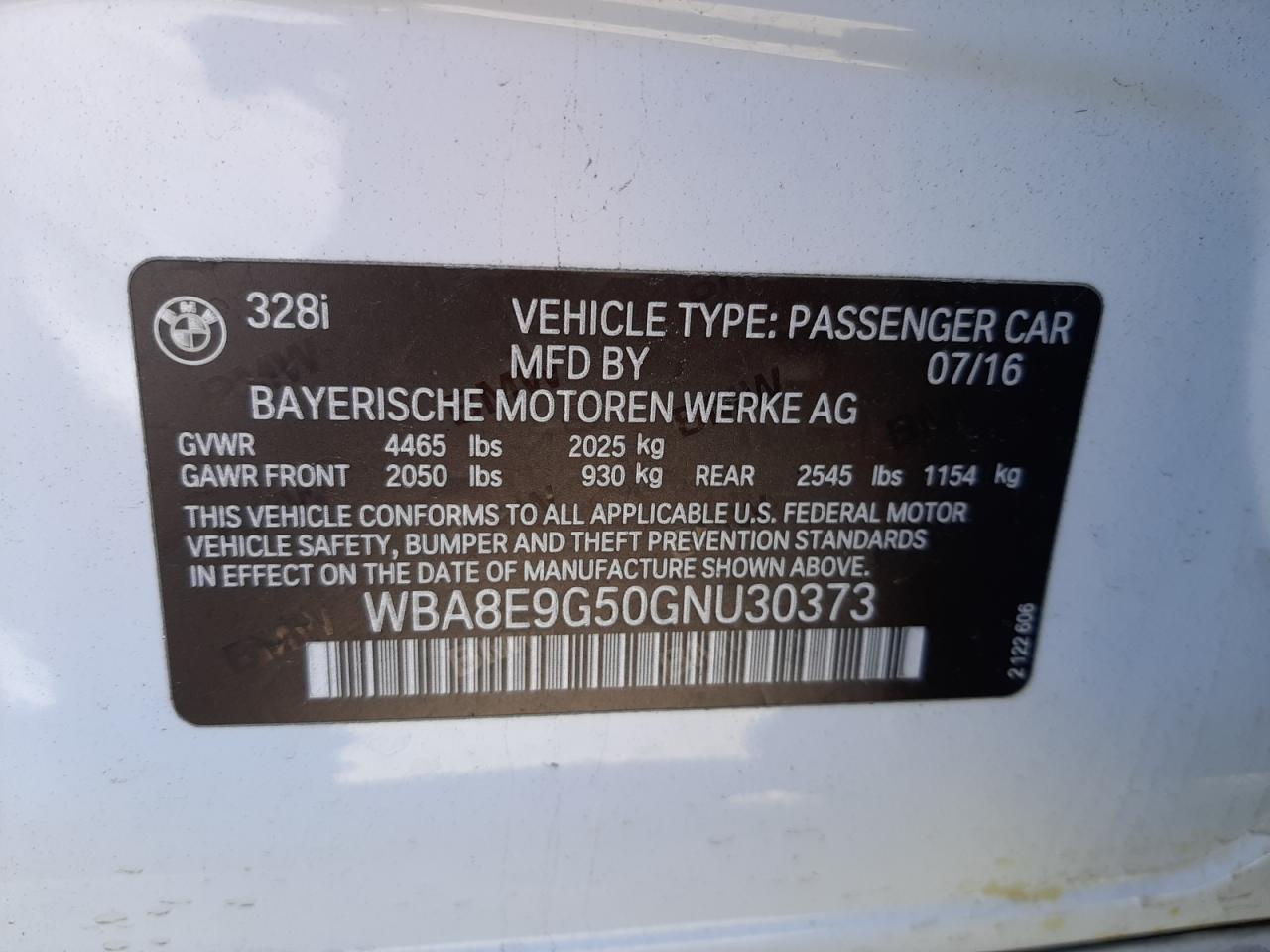 Photo 10 from auction – 2016 BMW 328 I SULE with VIN WBA8E9G50GNU30373