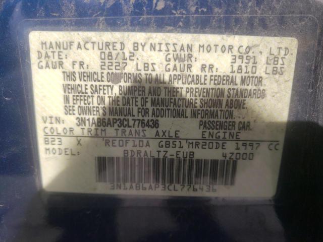Photo 10 from auction – 2012 NISSAN SENTRA 2.0 with VIN 3N1AB6AP3CL776436
