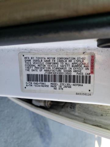 Photo 10 from auction – 2003 TOYOTA COROLLA CE with VIN JTDBR32EX30013500