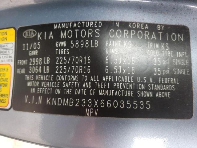 Photo 10 from auction – 2006 KIA SEDONA EX with VIN KNDMB233X66035535