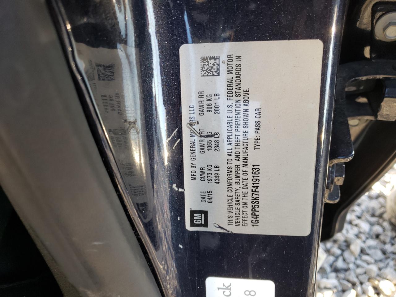 Photo 10 from auction – 2015 BUICK VERANO with VIN 1G4PP5SK7F4191631