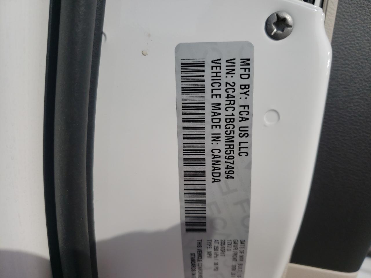 Photo 10 from auction – 2021 CHRYSLER PACIFICA T with VIN 2C4RC1BG5MR597494