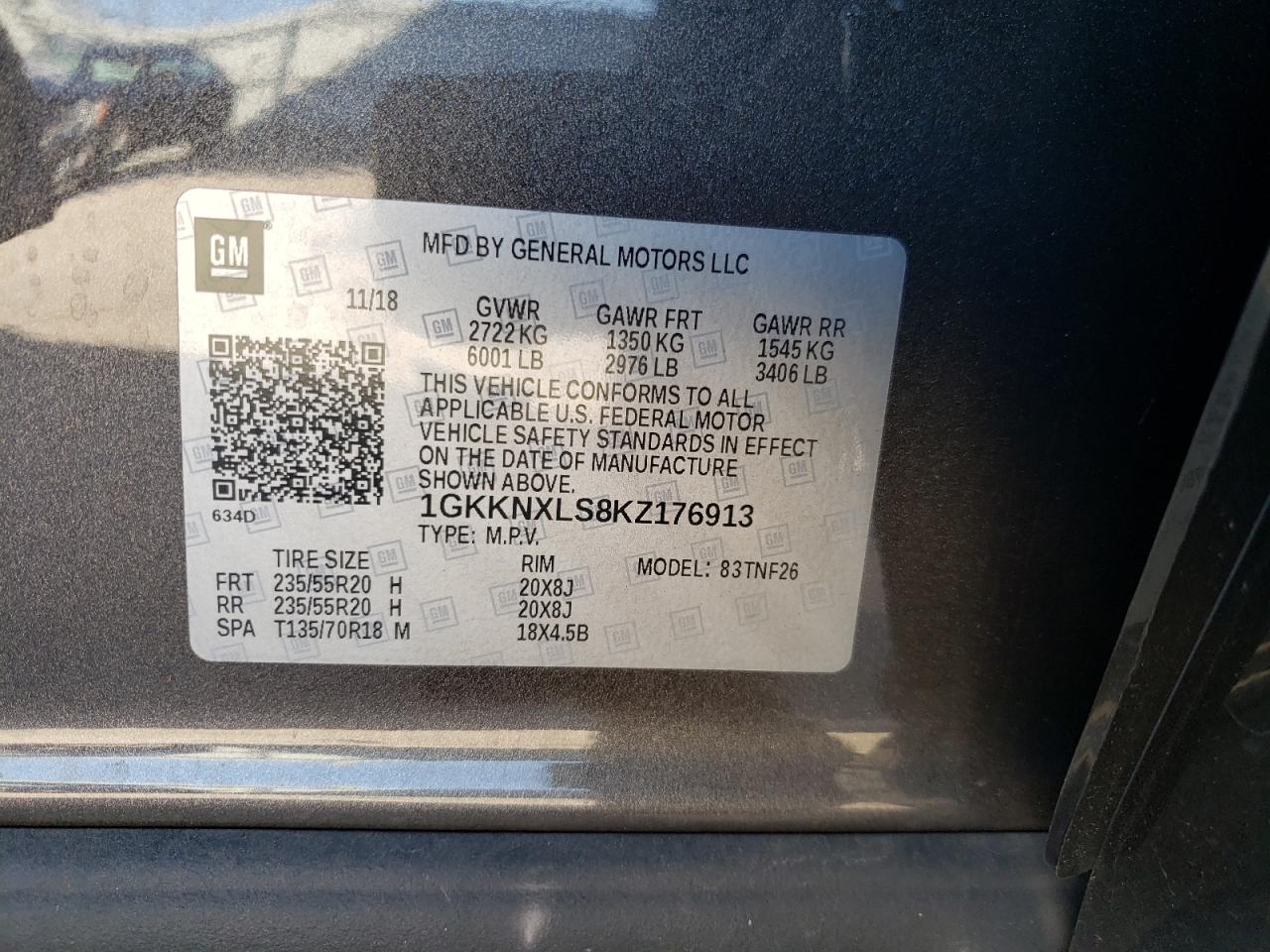 Photo 10 from auction – 2019 GMC ACADIA DEN with VIN 1GKKNXLS8KZ176913