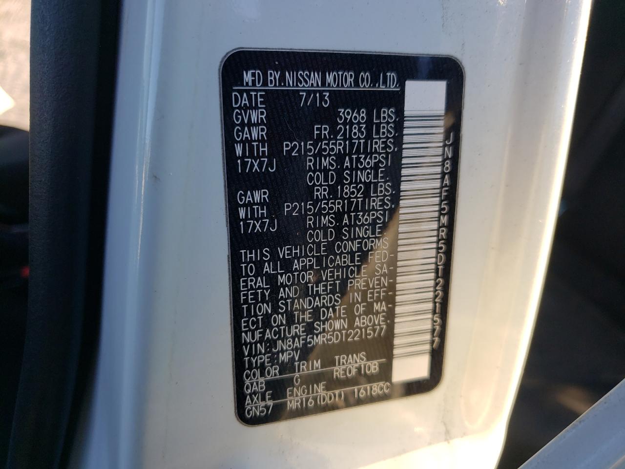 Photo 10 from auction – 2013 NISSAN JUKE S with VIN JN8AF5MR5DT221577