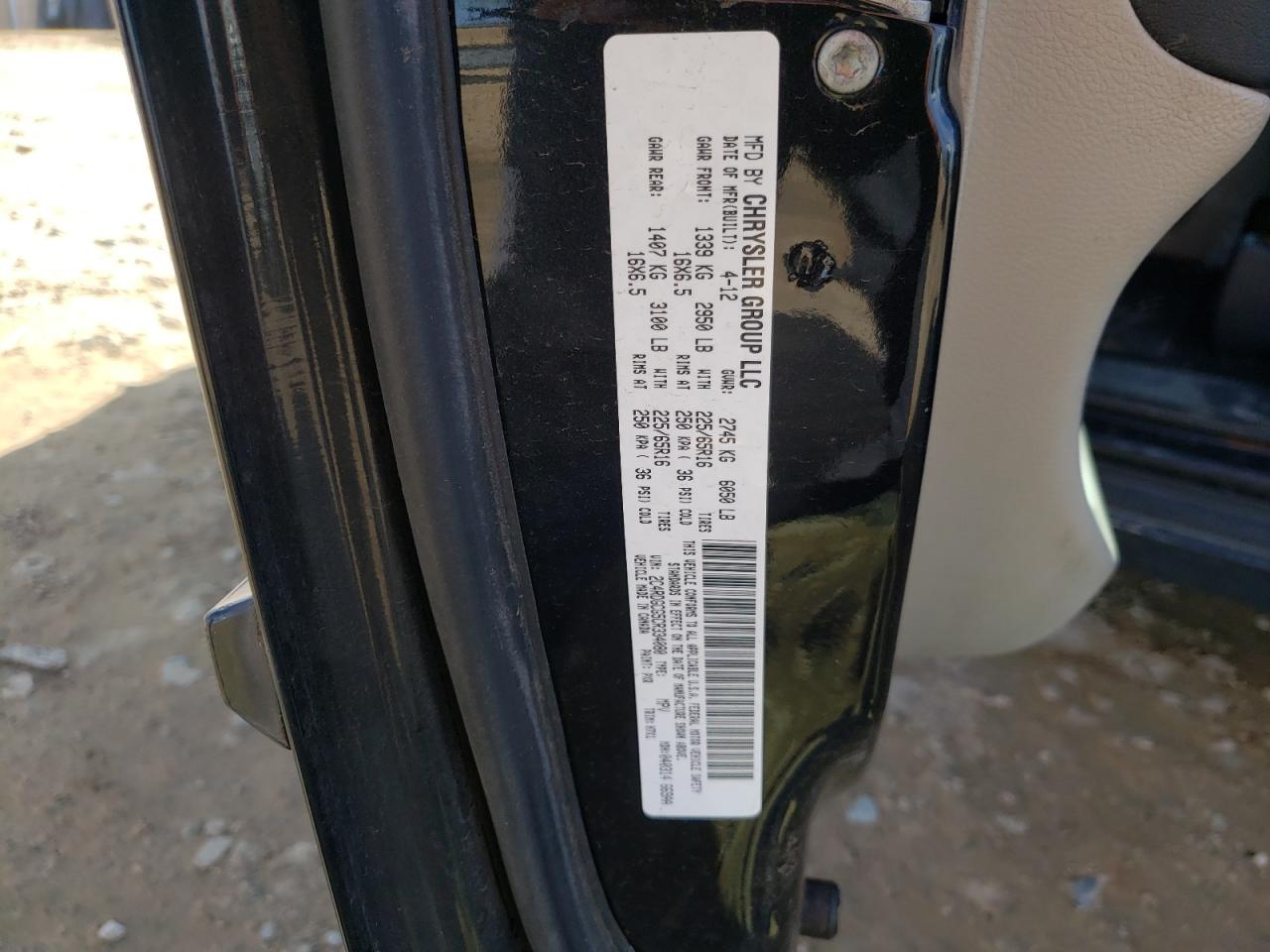 Photo 10 from auction – 2012 DODGE GRAND CARA with VIN 2C4RDGCG5CR334080