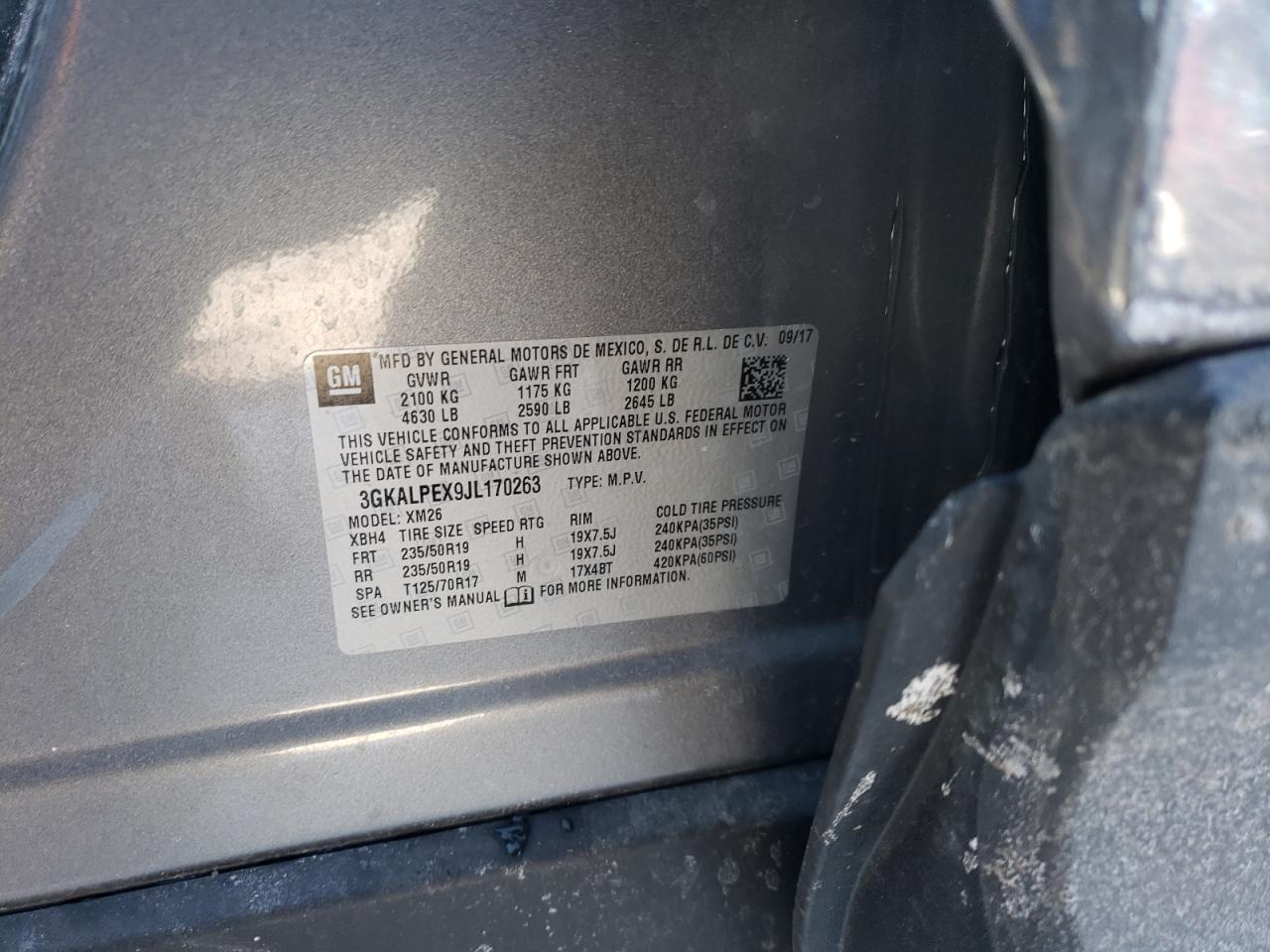 Photo 10 from auction – 2018 GMC TERRAIN SL with VIN 3GKALPEX9JL170263