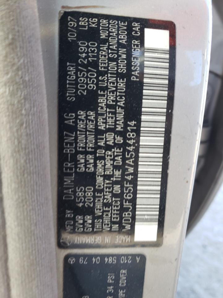 Photo 10 from auction – 1998 MERCEDES-BENZ E 320 with VIN WDBJF65F4WA544814