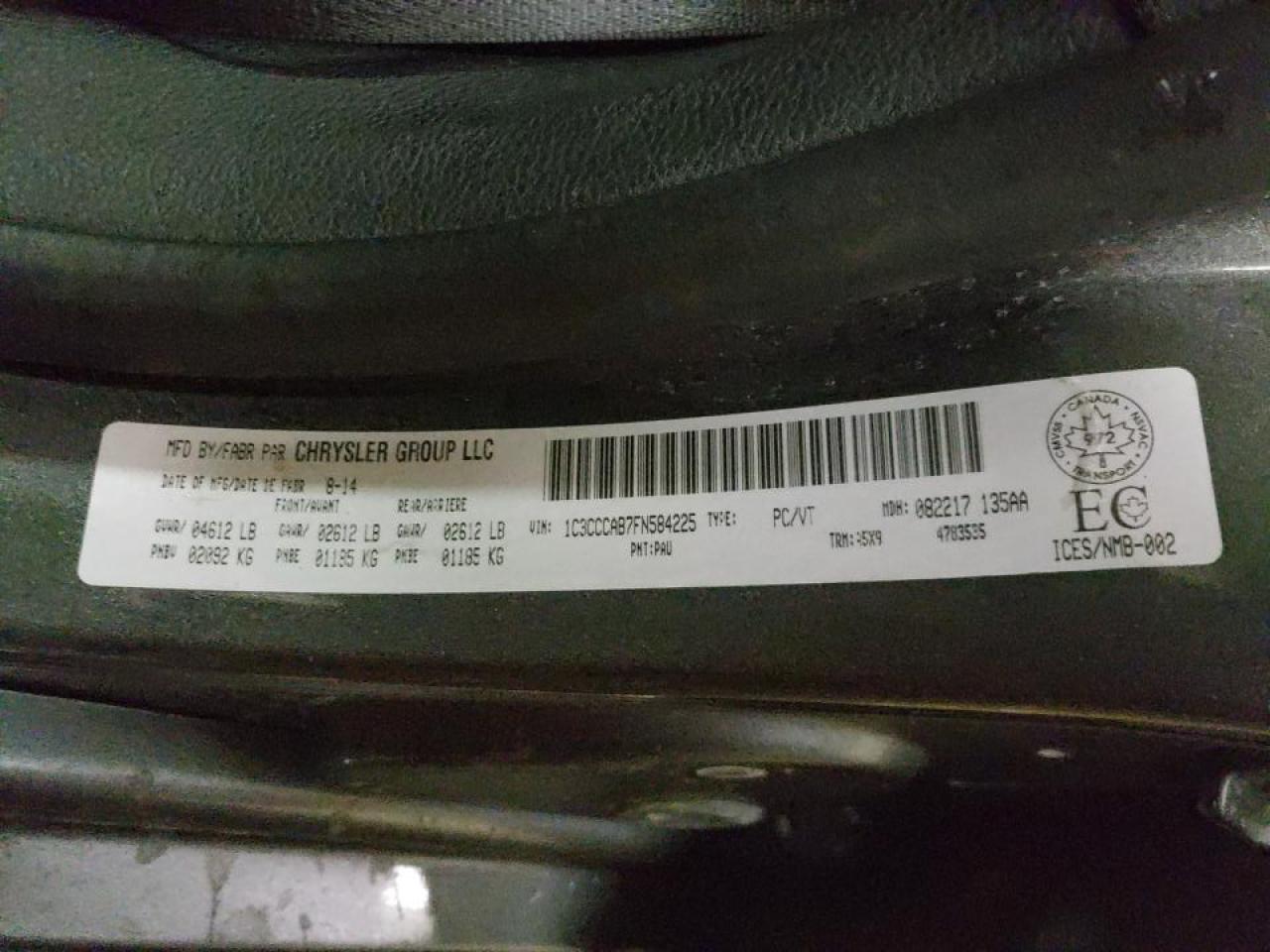 Photo 10 from auction – 2015 CHRYSLER 200 LIMITE with VIN 1C3CCCAB7FN584225