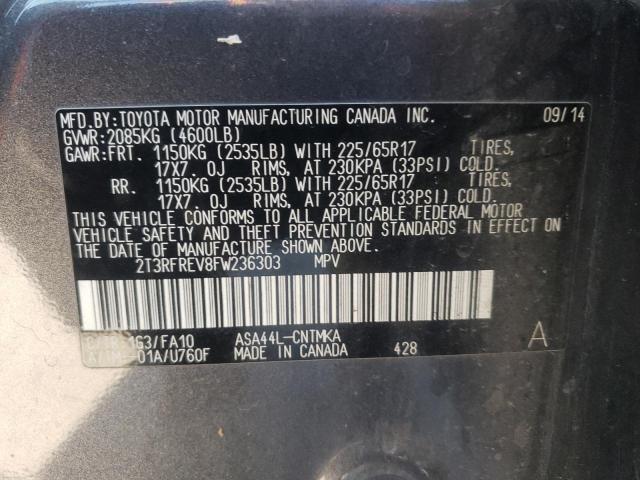Photo 10 from auction – 2015 TOYOTA RAV4 XLE with VIN 2T3RFREV8FW236303