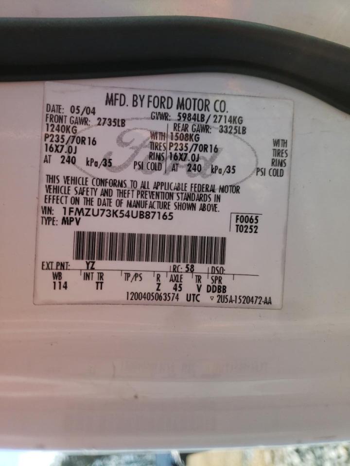 Photo 10 from auction – 2004 FORD EXPLORER X with VIN 1FMZU73K54UB87165