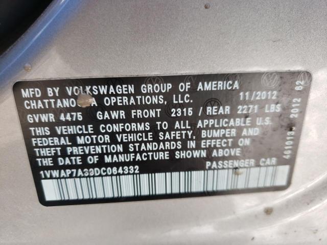 Photo 10 from auction – 2013 VOLKSWAGEN PASSAT S with VIN 1VWAP7A39DC064332