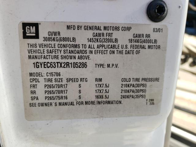 Photo 10 from auction – 2002 CADILLAC ESCALADE L with VIN 1GYEC63TX2R105286