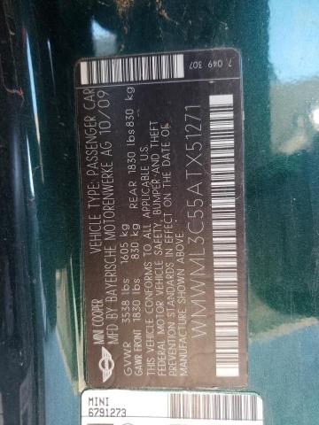 Photo 10 from auction – 2010 MINI COOPER CLU with VIN WMWML3C55ATX51271