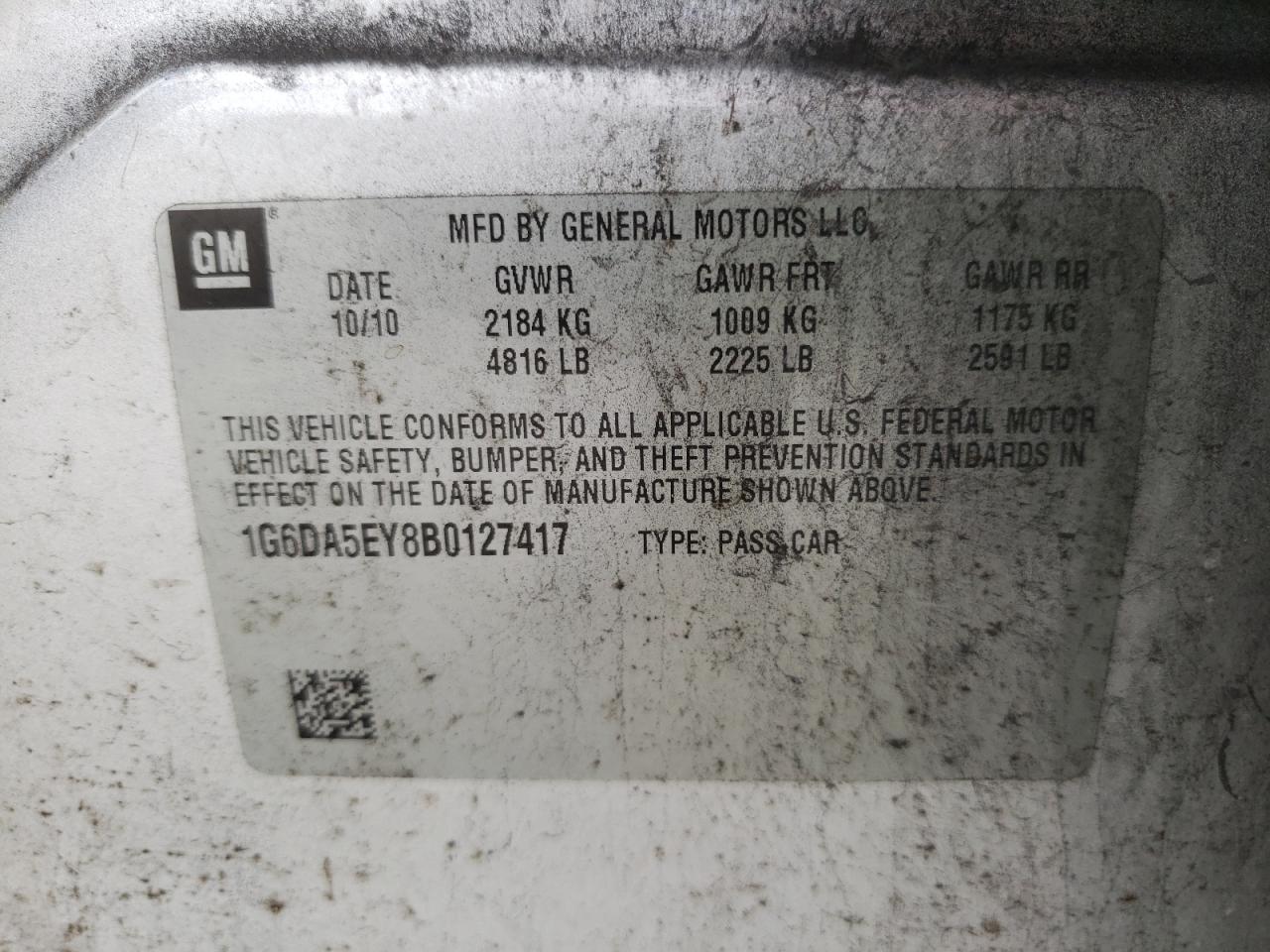 Photo 10 from auction – 2011 CADILLAC CTS with VIN 1G6DA5EY8B0127417
