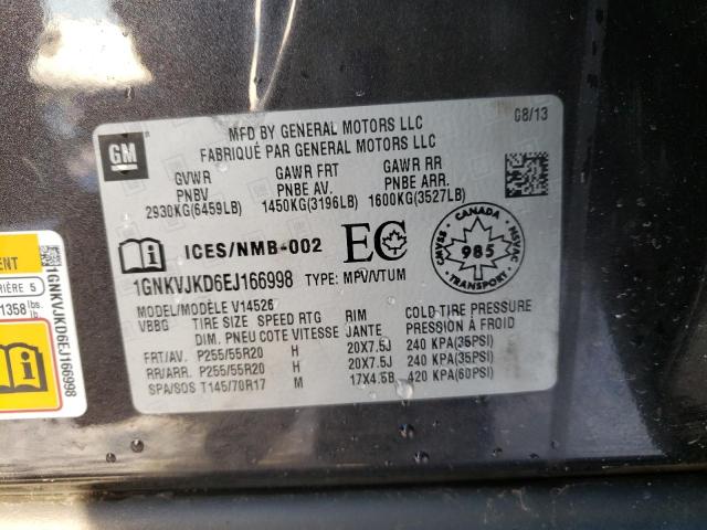 Photo 10 from auction – 2014 CHEVROLET TRAVERSE L with VIN 1GNKVJKD6EJ166998