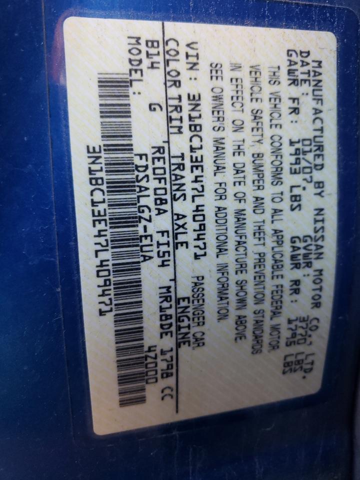 Photo 10 from auction – 2007 NISSAN VERSA S with VIN 3N1BC13E47L409471