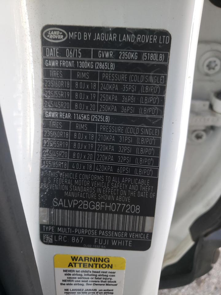 Photo 10 from auction – 2015 LAND ROVER RANGE ROVE with VIN SALVP2BG8FH077208