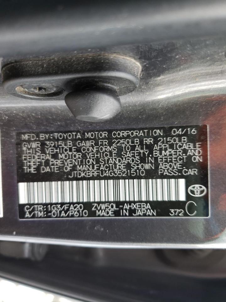 Photo 10 from auction – 2016 TOYOTA PRIUS with VIN JTDKBRFU4G3521510