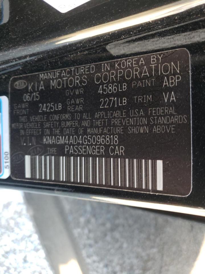 Photo 10 from auction – 2016 KIA OPTIMA HYB with VIN KNAGM4AD4G5096818