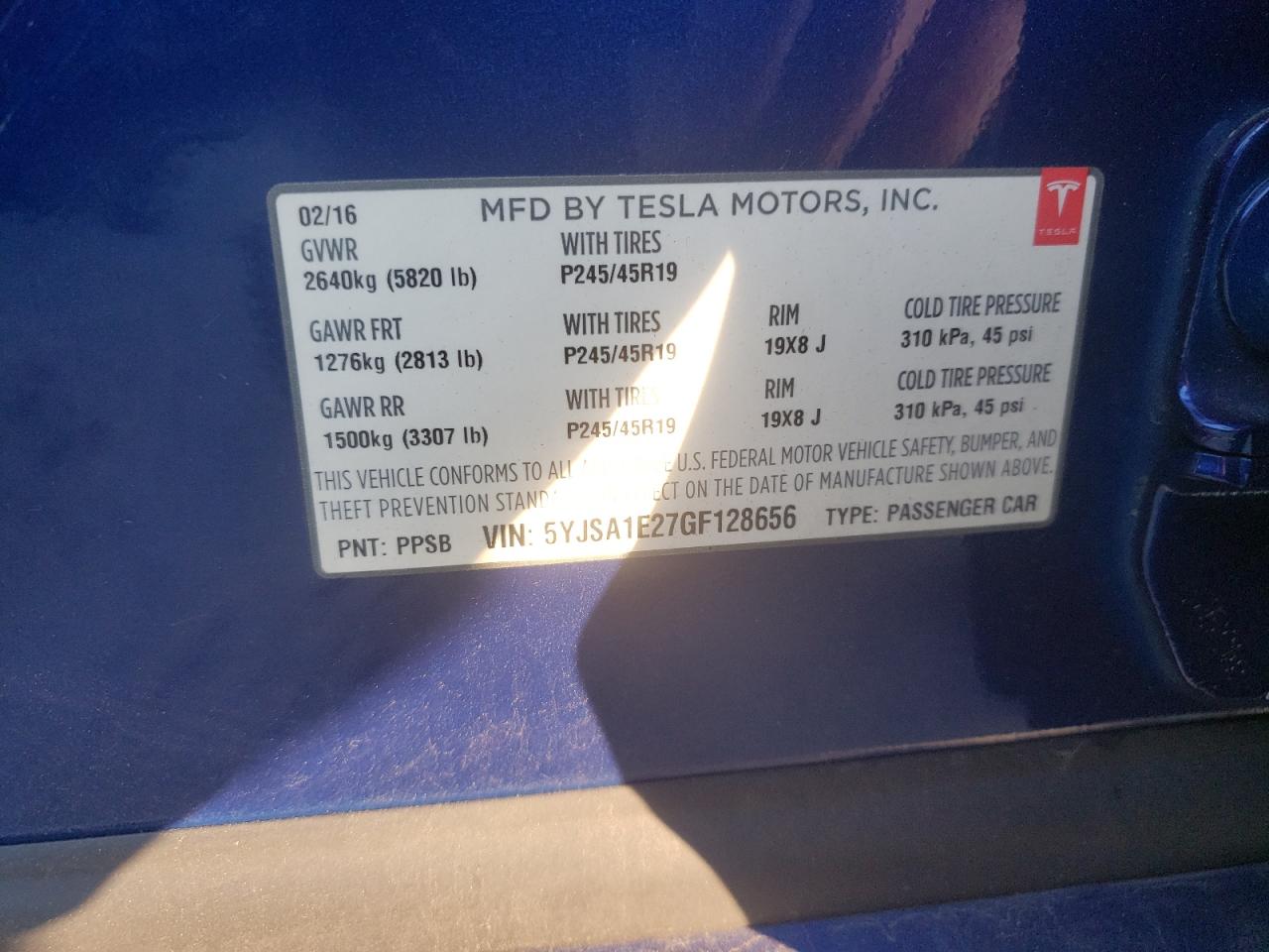 Photo 10 from auction – 2016 TESLA MODEL S with VIN 5YJSA1E27GF128656
