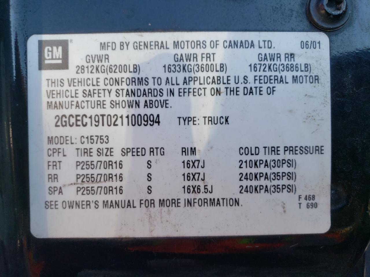 Photo 10 from auction – 2002 CHEVROLET SILVERADO with VIN 2GCEC19T021100994