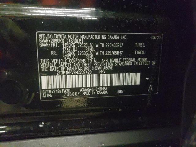 Photo 10 from auction – 2021 TOYOTA RAV4 XLE with VIN 2T3P1RFV7MC237428
