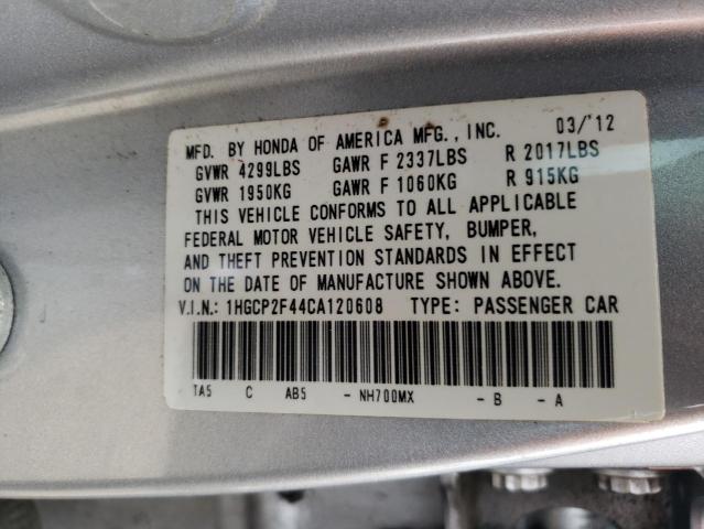 Photo 10 from auction – 2012 HONDA ACCORD LXP with VIN 1HGCP2F44CA120608