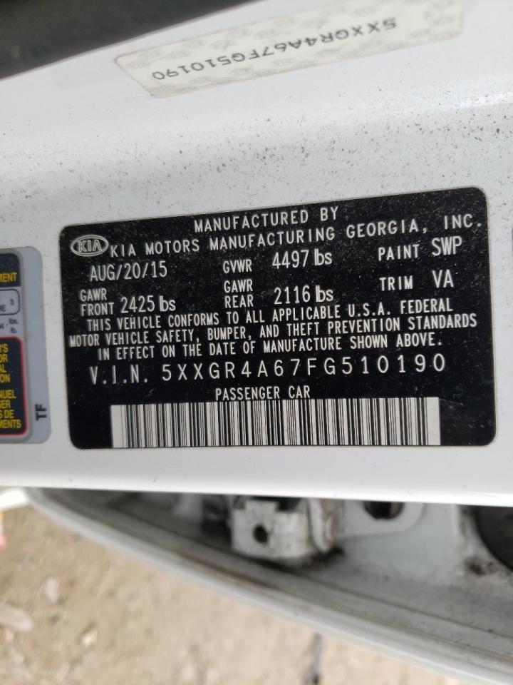 Photo 10 from auction – 2015 KIA OPTIMA SX with VIN 5XXGR4A67FG510190