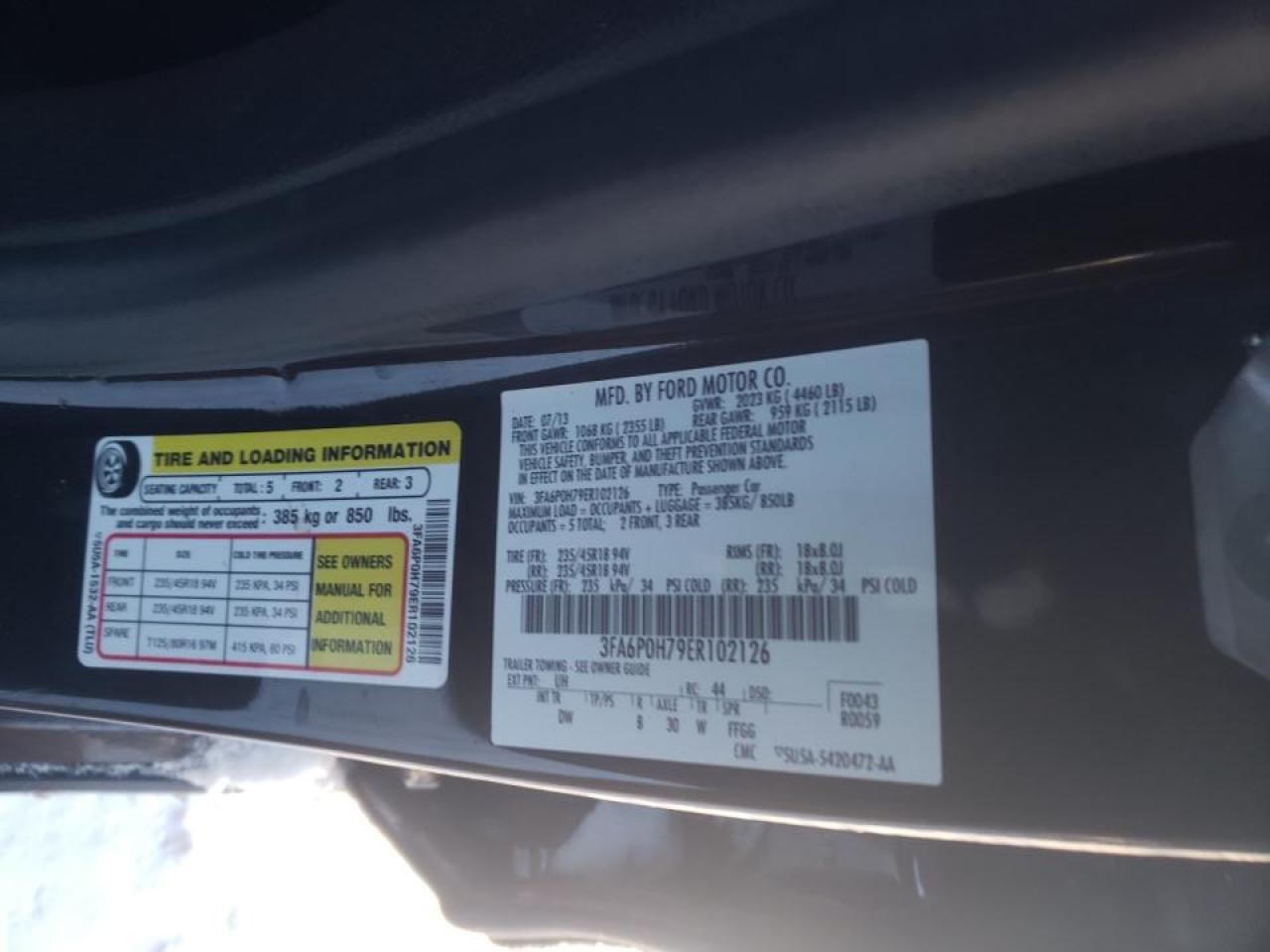 Photo 10 from auction – 2014 FORD FUSION SE with VIN 3FA6P0H79ER102126