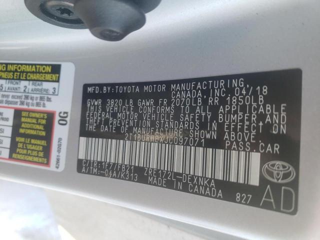 Photo 10 from auction – 2018 TOYOTA COROLLA L with VIN 2T1BURHEXJC097071