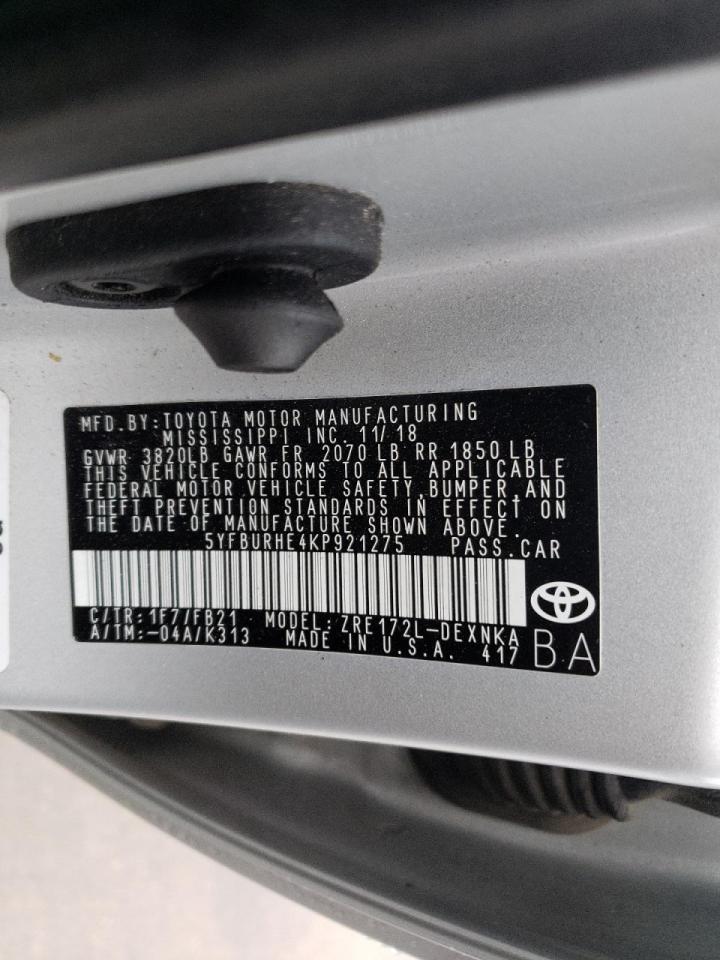 Photo 10 from auction – 2019 TOYOTA COROLLA with VIN 5YFBURHE4KP921275