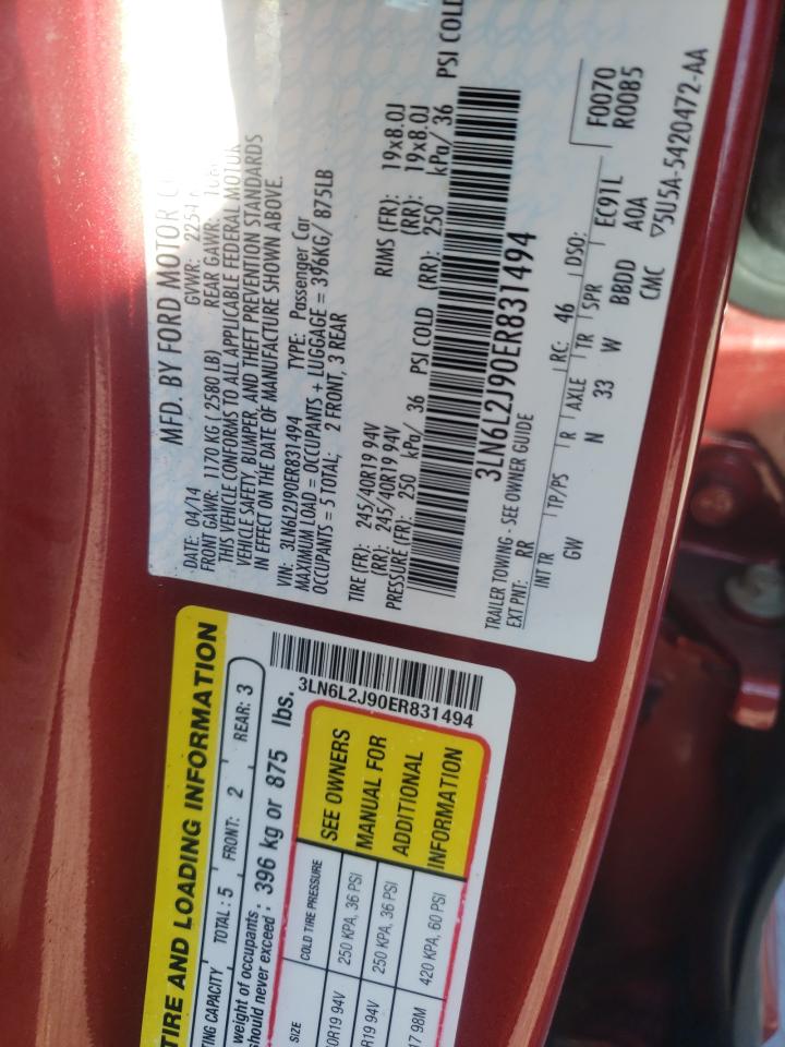 Photo 10 from auction – 2014 LINCOLN MKZ with VIN 3LN6L2J90ER831494