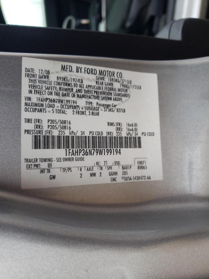 Photo 10 from auction – 2009 FORD FOCUS SES with VIN 1FAHP36N79W199194